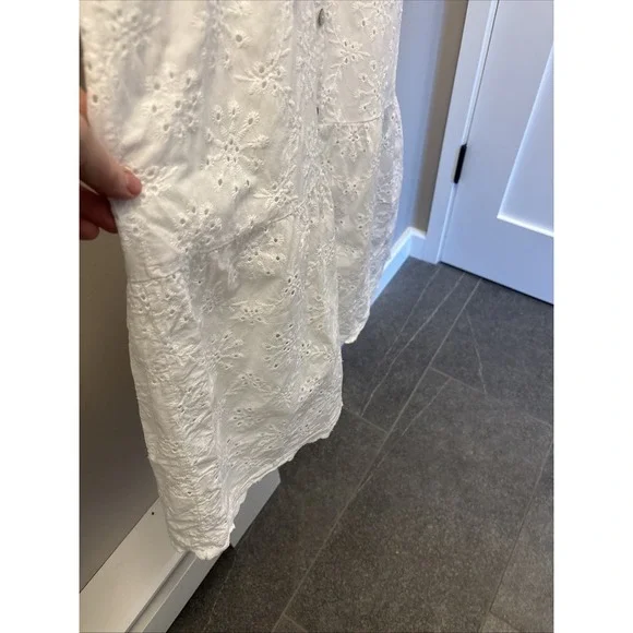 Laura Bianchi Italy Eyelet Midi Dress White Cotton Tiered Cottagecore Lined Sz S - Picture 7 of 16